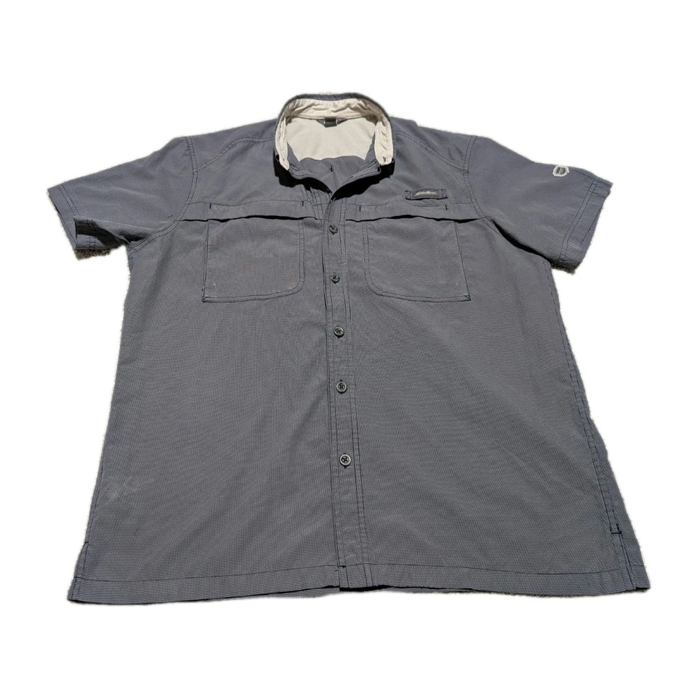 Eddie Bauer Shirt Mens Large Vented SS Hike Fish Camp Zip Pockets Outdoor